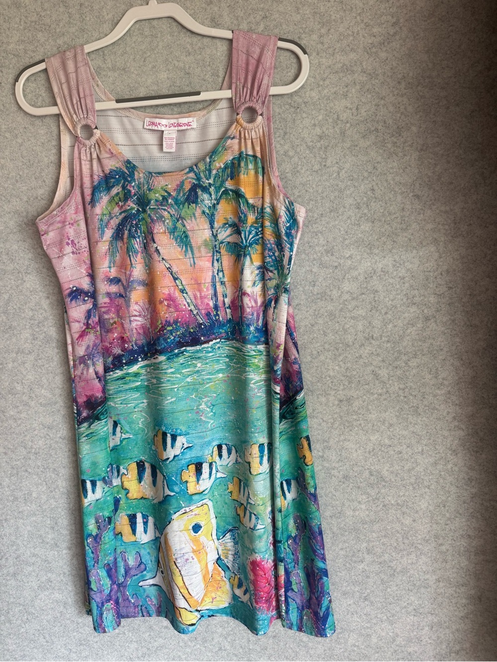 Leoma Lovegrove Colorful Tropical Tank Dress - Pink, Teal & Yellow